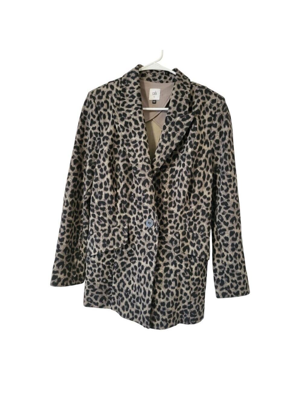 Cabi Leopard Animal Print Blazer Jacket Gray Black Women's Size 10